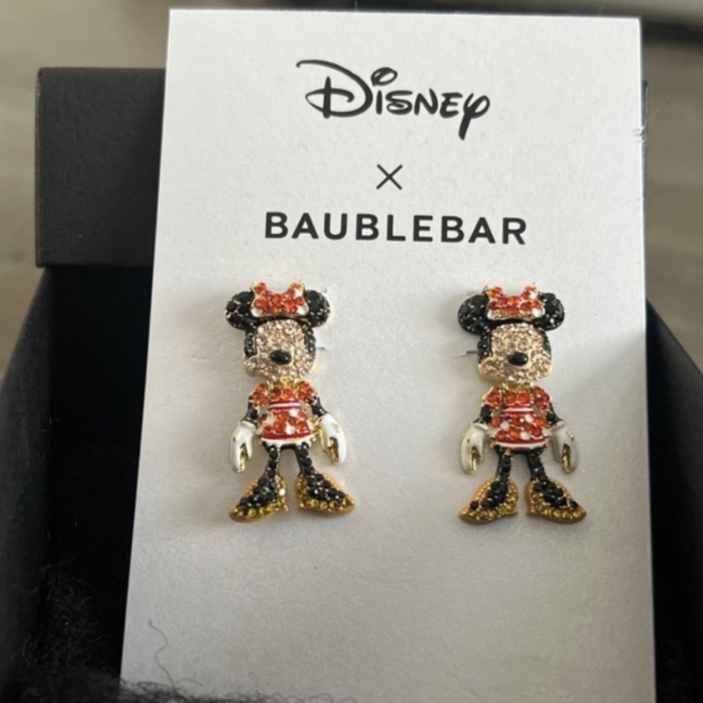 Disney X Baublebar Minnie Mouse sparkled crystal rhinestone earrings new